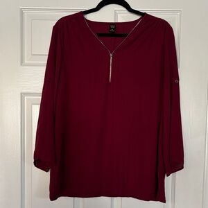 Elegant Burgundy Blouse with Zipper Detail